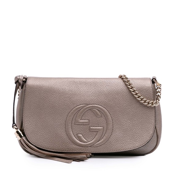 Pre-Loved Gucci Medium Metallic Leather Soho Chain Flap Crossbody - Picture 1 of 12